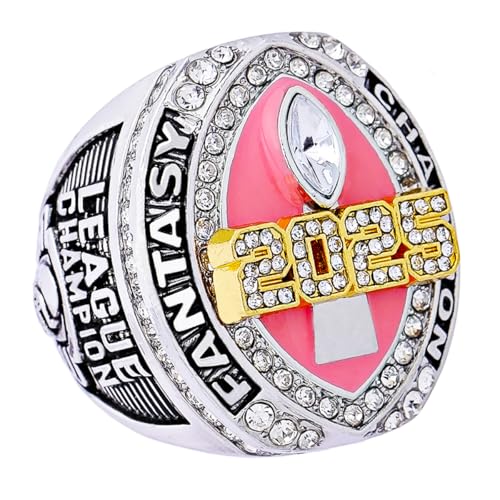 Image of 2025 Fantasy Football Championship Ring | Heavy FFL Champion Trophy Ring | Gold Silver Tone Plated Award Trophy for Fantasy Football League Winner