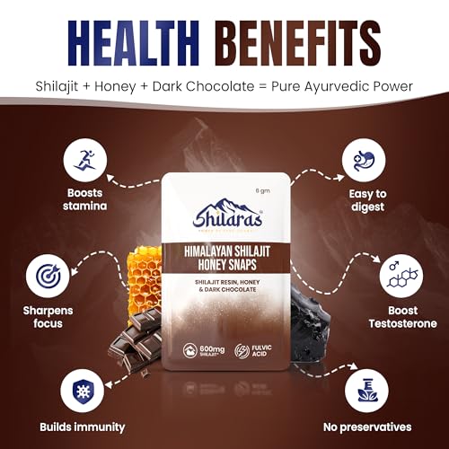 Image of Himalayan Shilajit Honey Snaps | Shilajeet Resin with Honey and Dark Chocolate Flavour | 600mg Pure Himalayan Shilajit | Improve Energy Strength and Immunity Booster for Men Women (Pack of 4)