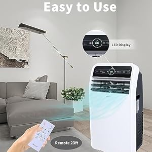 Shinco 12,000 BTU(7,500 BTU SACC) Portable Air Conditioner, Portable AC Unit with Built-in Cool, Dehumidifier&Fan Modes for Room up to 450 sq.ft, with Remote Control, 24 Hour Timer, Installation Kit — photo 6 of 6