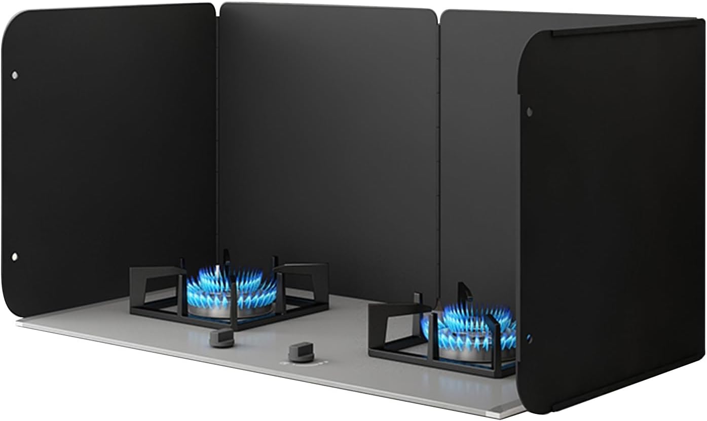Splatter Guard, Anti Splatter Shield Guard, Grease Splatter Guard, Foldable Stove Splatter Guard, For Stove Top Wall Gas Range Frying Pan Camping (Color : Black, Size : 35x80x40cm)