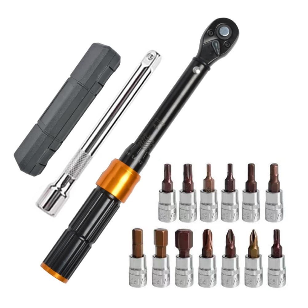 Set di chiavi dinamometriche, 2-24 Nm, con cricchetto a 72 denti, kit da 15 pezzi per riparazione bici, moto, auto