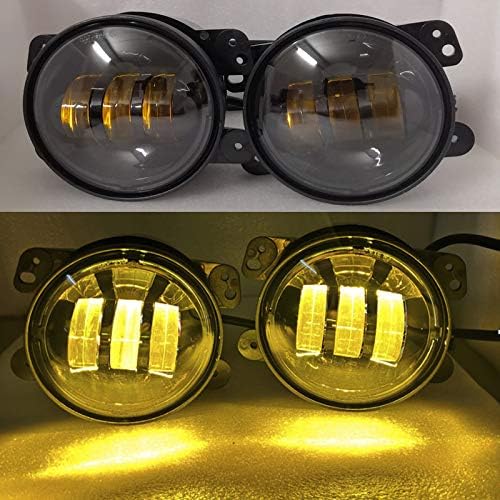 2PCS 4inch LED Fog Passing Light, 3000K Auxiliary Light with Amber Yellow Light for Jeep Wrangler Dodge Cherokee (Type A)