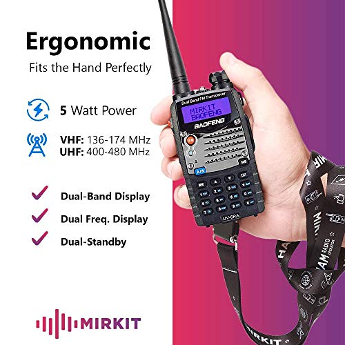 Baofeng Ham Radio UV-5RA 2020 5W 1800 mAh Li-ion Battery Mirkit Edition and Lanyard Mirkit Ham Radio Operator, Walkie Talkies Dual Band Two Way Radios