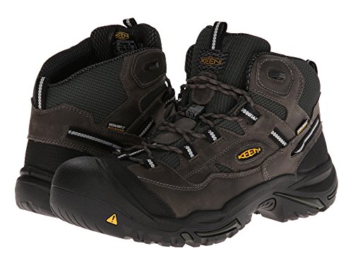 KEEN Utility Men's Braddock Mid Steel Toe Waterproof Work Shoe, Gargoyle/Forest Night, 7.5 Wide US