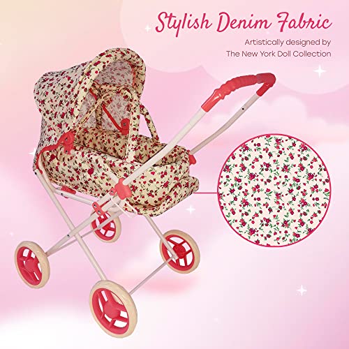 Baby Doll Stroller Play Set, 3-In-1 Babydoll Stroller With Removable Bassinet Baby Carriage For Dolls Toy Doll Stroller For Toddlers 3-4 Years, (Floral) #TOP5
