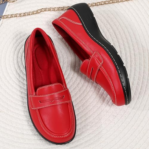 Image of QAE Loafers for Women Comfort Orthopedic Slip On Penny Loafers Women's Flat Shoes for Casual Walking Dress Work Business