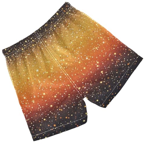 Pigsaly Boys Swim Trunks Sunset Orange Golden Yellow Gradient Flashing Glitter Boys Board Shorts Swimsuit Swimwear S2
