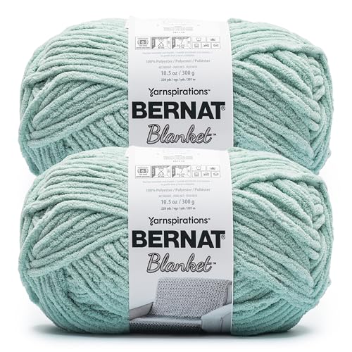 Image of Bernat Blanket BB Bright SAGE Yarn - 2 Pack of 300g /10.5 oz - 100% Polyester - #6 Super Bulky - 220 Yards - Knitting /Crochet