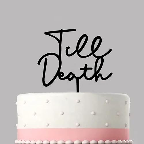 Miniatura 3 de Decoración acrílica personalizada para tartas de boda, silueta negra hasta la muerte, decoración de tartas, suministros de fiesta para boda,