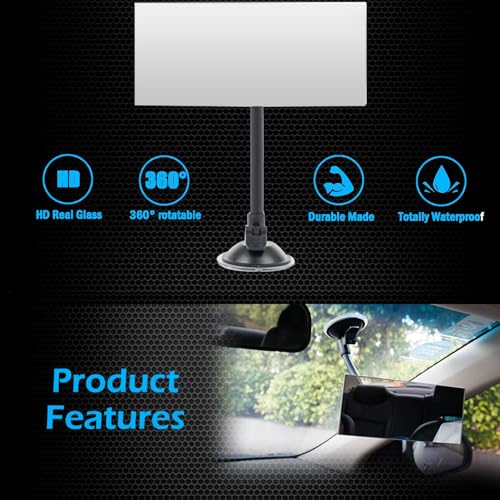 Image of Unifizz Suction Cup Baby Car Mirror,Adjustabe Long Arm HD Glass Convex Wide Angle Interior Rearview Baby Rear Facing Mirror Rectangle Rear View Mirror (Frameless Rectangle, Large,6.7 inch X 2.9 inch)