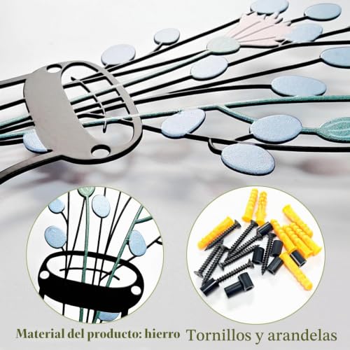 Miniatura 3 de Juego De 3 Flores De Metal Adornos Florales De Colores Para Decoraciones Rústicas De Pared Adornos De Pared En Un Cuarto De Baño O Un Comedor