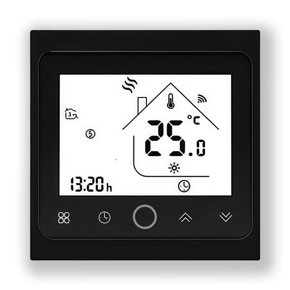 002 Serie Wi-Fi Termostato - Termostato con Pantalla Táctil Programable para Calefacción o Aire Acondicionado - Control Remoto Desde Teléfono Móvil Compatible con Alexa, Google Home e IFTTT