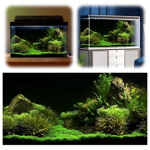 Unikeen - Fish Tank Background, Aquarium Poster Background 3D Effect World Wallpaper Backdrop Sticker 61 * 30Cm PVC Self Adhesive Underwater Fish Tank Decorations Pictures Seafloor Water Rock Grass - -8%