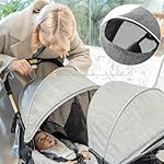 Geschwisterwagen - Besrey Leichtgewichtiger Zwillingswagen Doppel Kinderwagen mit verstellbaren Sitzen, Stoßdämpferrädern und Regenschutz