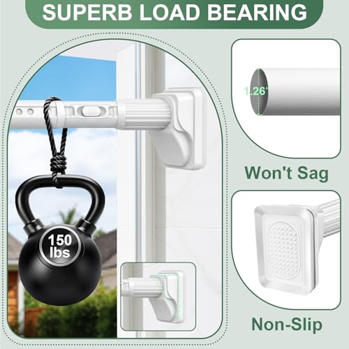 Image of YNL Tension Curtain Rod No Drilling, 41-86 Inch Heavy Duty Shower Curtain Rod, One-Click Adjustable Tension Rods for Bathroom /Patio /Window, Outdoor Rods, Renter Friendly, Non-Slip, White