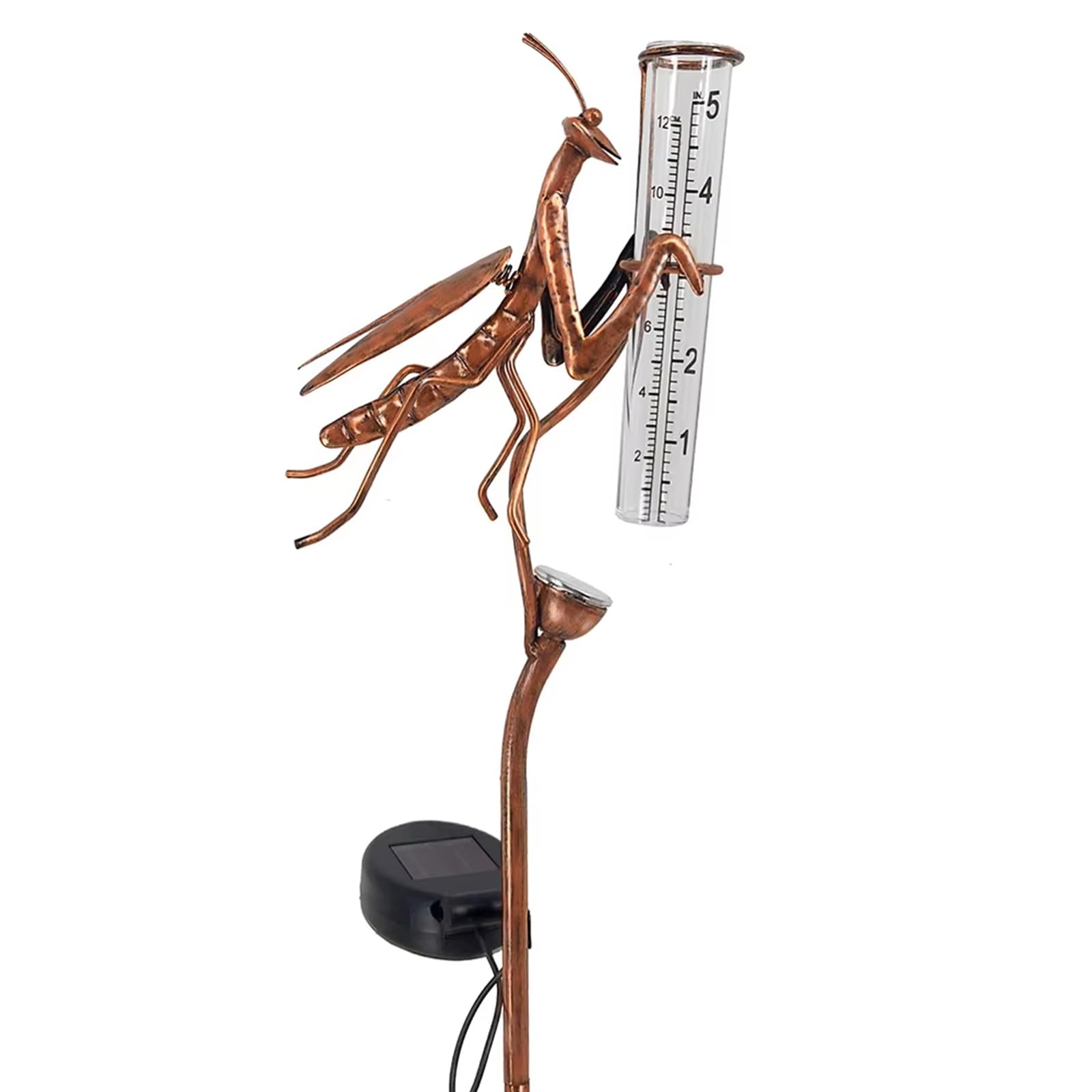 Distinctive Shape Rain Gauge for Grounds Exterior, Solar Powered Iron Construction Featuring LED Feature Accurate Rain Measure Gauge