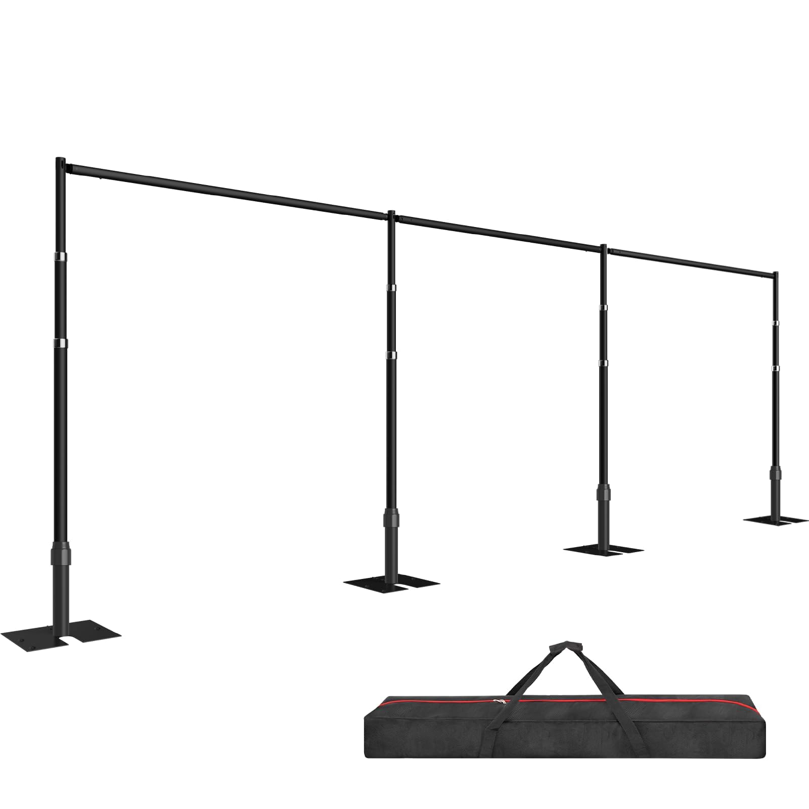 Photo 1 of EMART Backdrop Stand Heavy Duty 12ftx30ft, Adjustable Pipe and Drape Photo Background Support Kit, Metal Frame with Flat Base for Wedding Birthday Party Banquet Decorations-Black