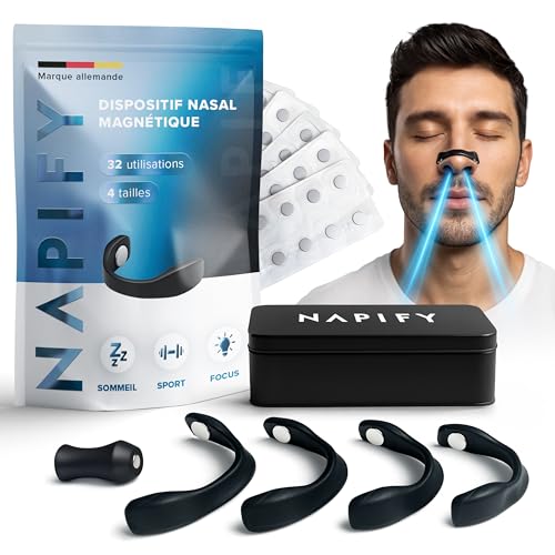 Bandes nasales magnétiques (32 jours) – Bandes nasales magnétiques anti-ronflement – ​​Adhésif puissant fabriqué en Allemagne – pour une respiration libre, des performances sportives
