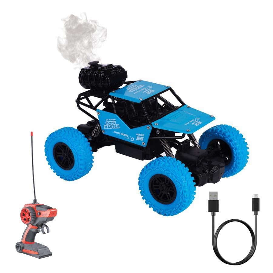 abyz Remote Control Rock Master/Crawler with Smoke, Monster Car for Kids Truck Climbing Toy (Blue)