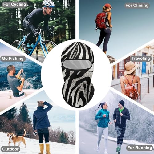 Balaclava con Estampado de Cebra Negro y Blanco para Hombres y Mujeres, Protección Solar, Transpirable, Máscara Integral para la Cabeza para Senderismo, Ciclismo, Correr, Conducción miniatura 6