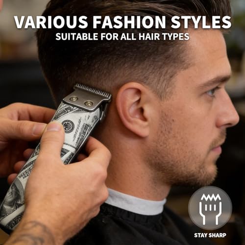 Image of Durable Men's Electric Hair Clipper Zero Gap T-Blade, Long Lasting Battery, Waterproof & Easy to Clean, Professional Trimmer for Salon & Home