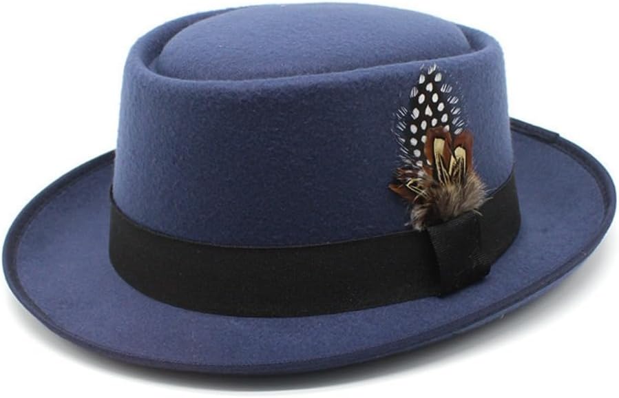 Classic Wool Fedora Hat, Black with Feather Accent