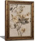 Vintage Gold Framed Wildflower Wall Art Floral Botanical Wall Decor Cottagecore...