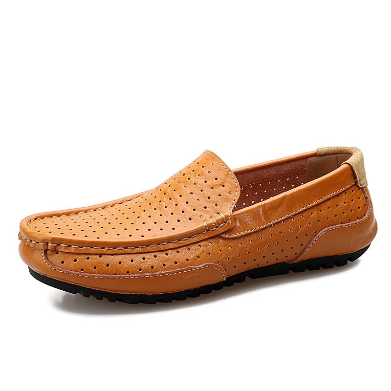 Men's Loafers with Breathable Perforated Leather, Lightweight and take Off, Suitable for Everyday Walking, Driving, etc