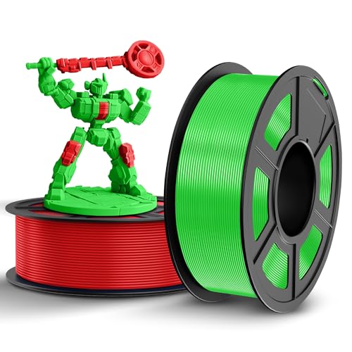Image of TECBEARS PETG Filament 1.75mm 2KG, 3D Printer Filament PETG, Strong Toughness, 2 * 1KG(660M) Filament High Precision, Dimensional Accuracy ±0.02mm,Red and Green