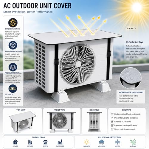 Image of FIVA Split AC Outdoor Unit Cover 6 mm (36x16 Inch) | Fits Up to 1.5 Ton AC | Weatherproof Heat Insulation | Energy Saving, Durable & Long-Lasting Protection