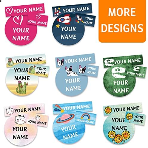105 Kids Labels for School Waterproof Personalized Name Labels Custom Stickers Labels for School Supplies Lunch Boxes Water Bottles Daycare,Design 1