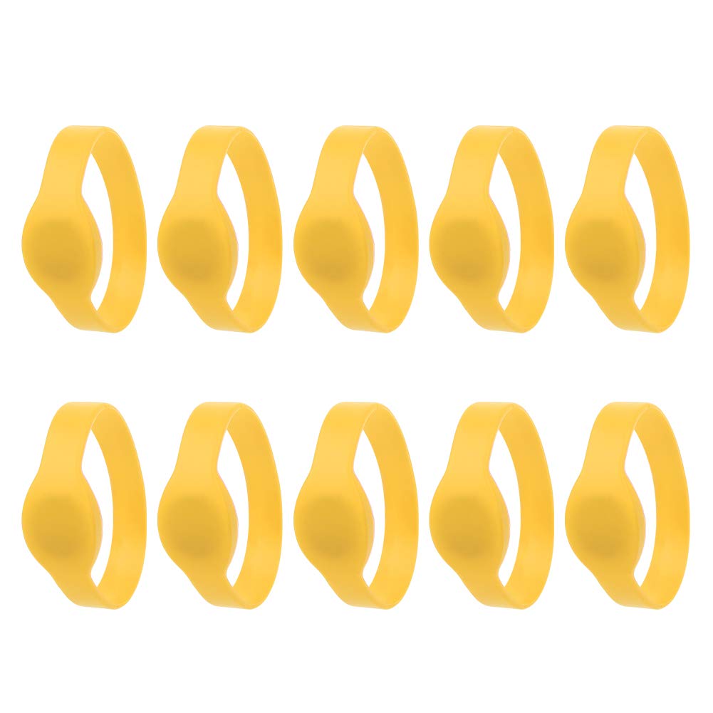 10pcs 125Khz RFID Wristband Silicone Bracelet IP68 Waterproof ID Card for Swimming Pool Sauna RoomBlack,Home Security Systems (Yellow)