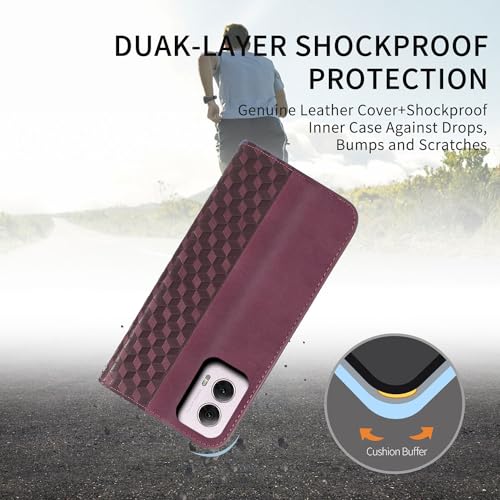 Image of Wallet Case for Motorola Moto G Power 5G (2024) 6.7 inch - PU Leather Strong Magnetic Folio Phone Cover with Card Holder Slots, Flip case for Moto G Power 5G 2024, Wine Red