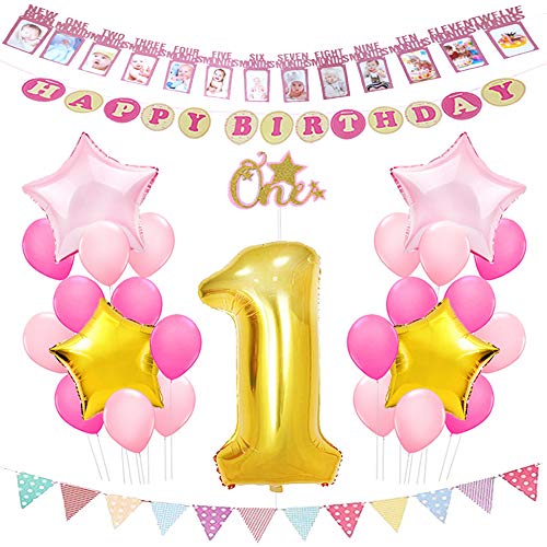 1st Birthday Boy Decorations - Perfect for Celebration First Boy’s Birthday Party Decorations, Photo Banner, Happy Birthday Banner, Balloons and 1-Year-Old Cake Topper(Blue)