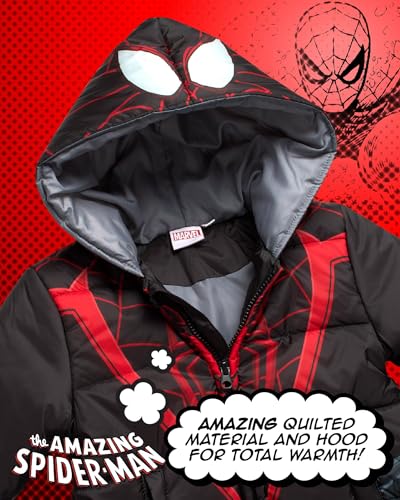 Marvel Boys' Puffer Jacket - Spiderman, Miles, and Spider Gwen Quilted Zip Up Insulated Hooded Winter Jacket for Boys (2T-7)4