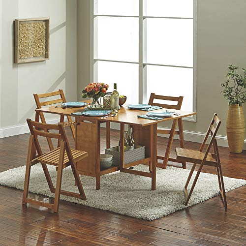 Kotula's 5Piece SpaceSaving Dining Set, Table and 4 Chairs, Oak
