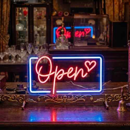 Image of Led Neon Open Signs for Wall Decor Business Open Sign for Store Shop Storefront Window Door Wall- Red&Blue