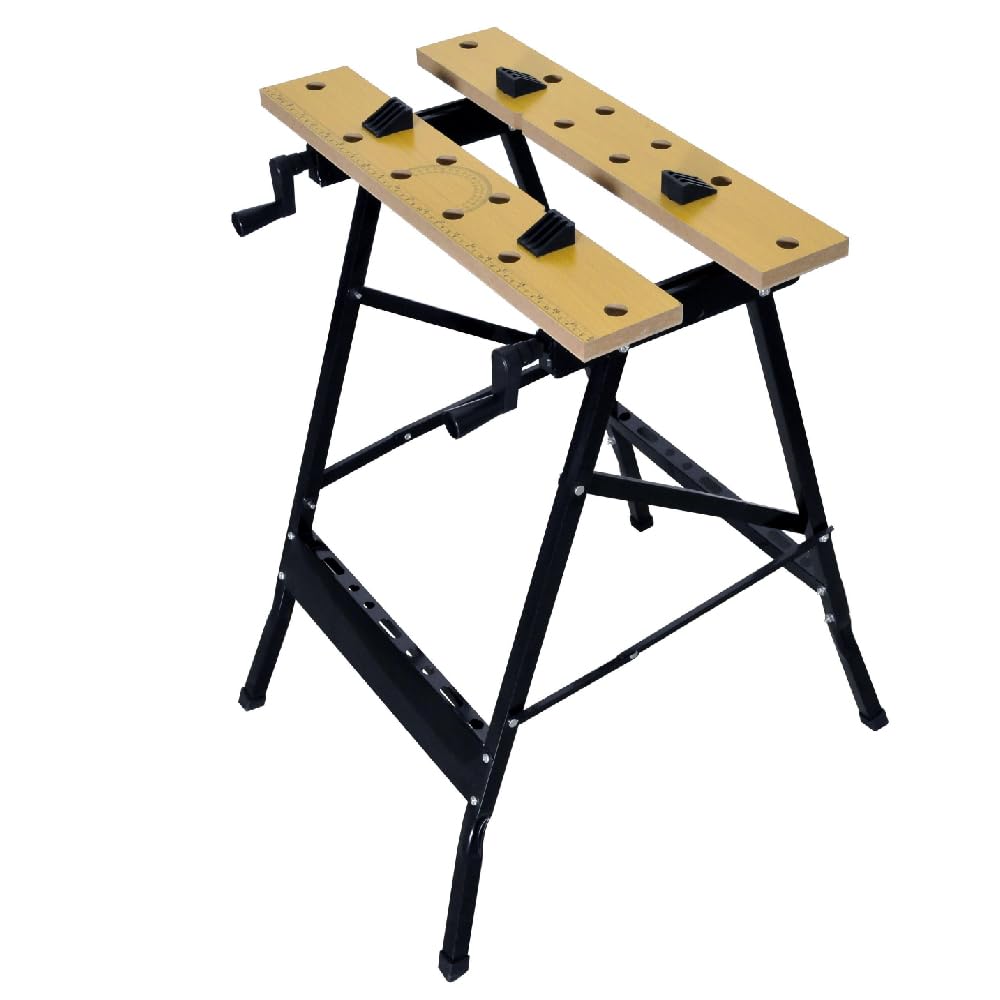 Banchetto da Lavoro - Pieghevole, Portautensili, Slot Multifunzione, Goniometro, Angolo Regolabile, 56 x 62 x 77h cm - Piedi Antiscivolo