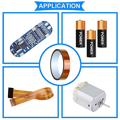 Image of DAOKI 4 Rolls High Temp Tape Polyimide Heat Resistant Tape 4 Size 1 /8 inch, 1 /4 inch, 1 /2 inch, 1 inch x 33m(108ft) Thermal Tape High Temperature Tape for Masking, Soldering, Heat Transfer