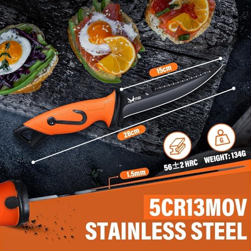 Nahaufnahme der scharfen konvexgeschliffenen Klinge des Golden Bird Messers mit Sägezahnung am Rücken für...