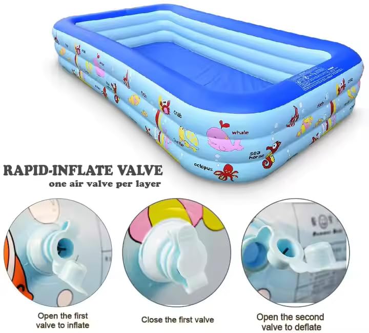 Image of 8.7FT Designer Inflatable Swimming Pool with Electric Pump - Large 3-Layer PVC Family Pool, Quick-Inflate, Leak-Proof Outdoor Pool for Kids & Adults(262*175*60 Cm / 103.15 inch X 68.89 inch X 23.6 inch)