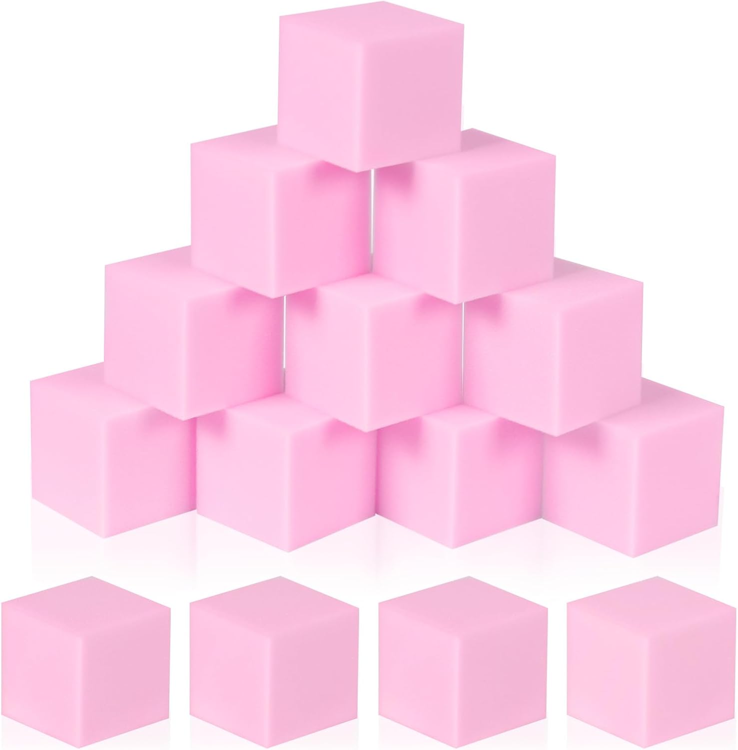 24-Pack 5 Inch Foam Cubes, Soft Play Pit Fillers for Indoor Games, Trampoline & Rock Climbing Mats - Light Pink