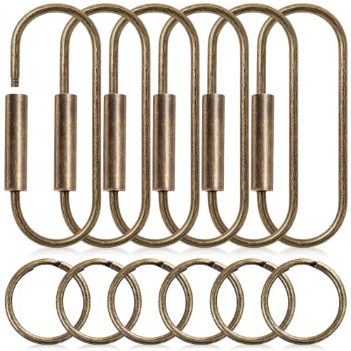Image of WILLBOND Brass Carabiner Key Ring Locking Screw Carabiner Clips Round Key Rings Keychain Kit for Handbags Purse Bag Charm