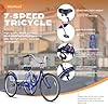 7-Speed Adult Tricycle with Large Basket 24/26 Inch, Stable 4-Wheel Cruise Bicycle for Shopping, Beach and City Trike Perfect for Men, Women, Seniors(26 Blue) #3