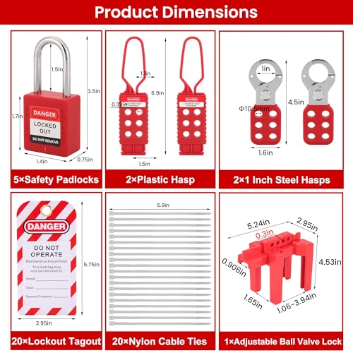 Image of Lockout Tagout Kit Electrical Loto 67PCS OSHA Compliant Safety Kit