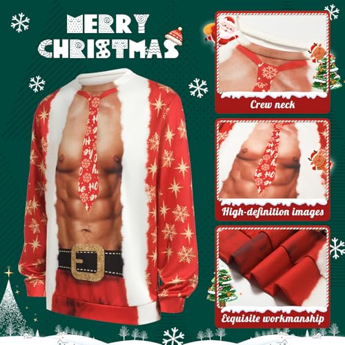 Ugly Christmas Sweatshirt Men Women, Funny Abs Pullover - Image 3