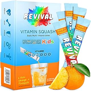 Revival Multivitamin Kids Drinks - Vitamins D, A, C, K, B6, B12 - Immunity, Growth, Development - Orange Pineapple 6 Pack