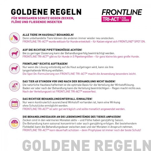 FRONTLINE TRI-ACT Hund L gegen Zecken, Flöhe & Mücken (große Hunde 20 bis 40 kg) - 6X Pipetten für bis zu 6 Monate Schutz - wasserfest - perfekt auf Reisen