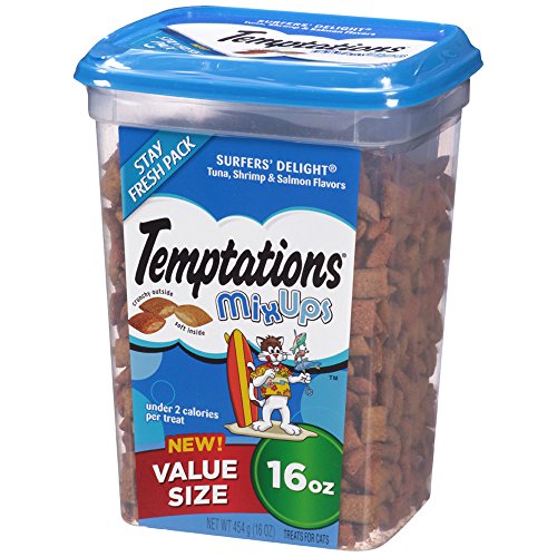 TEMPTATIONS 16-Ounce MixUps Low-Calorie Adult Cat Treats (SURFER'S DELIGHT Flavor- Tuna, Shrimp and Salmon), Pack of 2 - Image 4