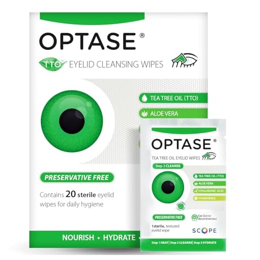 OPTASE Tea Tree Oil Eyelid Wipes - Eyelid Cleansing Wipes for Dry Eyes - Tea Tree Wipes for Blepharitis Treatment - Preservative Free, Natural Ingredients - Step 2 Cleanse - TTO Eye Wipes, Box of 20